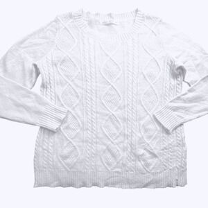 Woolrich Cable Knit Sweater Fisherman XL Ivory Wool Mohair GORP  Cozy